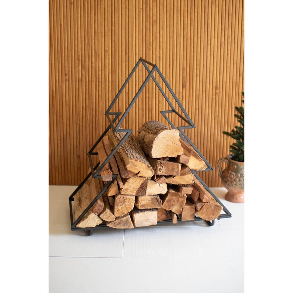 Kalalou Christmas Tree Firewood Holder in Black | NFM