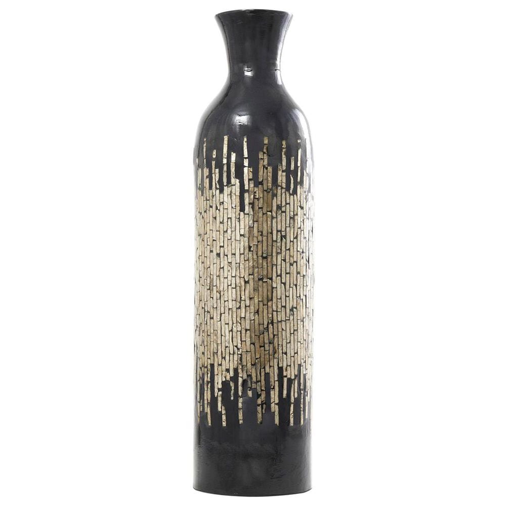 Maple and Jade Decorative Vase with Gold Ombre Design in Polished Black and Gold, , large