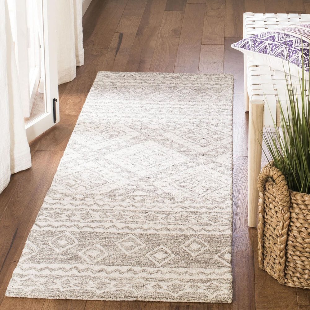 Safavieh Micro-Loop 2&#39;3&quot; x 7&#39; Dark Gray and Ivory Runner, , large