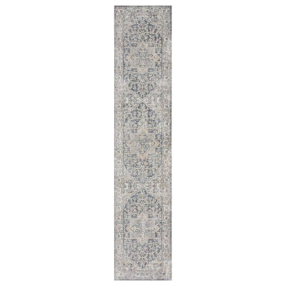 Nourison Astra Machine Washable 2"2" x 12" Grey and Blue Runner, , large