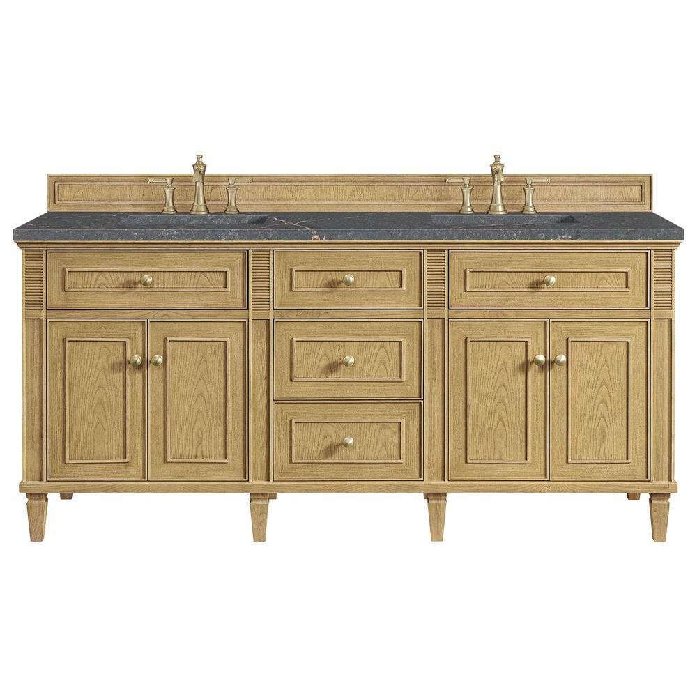 James Martin Vanities Lorelai 72&quot; Double Vanity in Light Natural Oak with 3 cm Parisien Bleu Quartz Top, , large