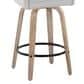 LumiSource Hannah Swivel Counter Stool with Grey Fabric Upholstery in Whitewashed and Black (Set of 2), , large