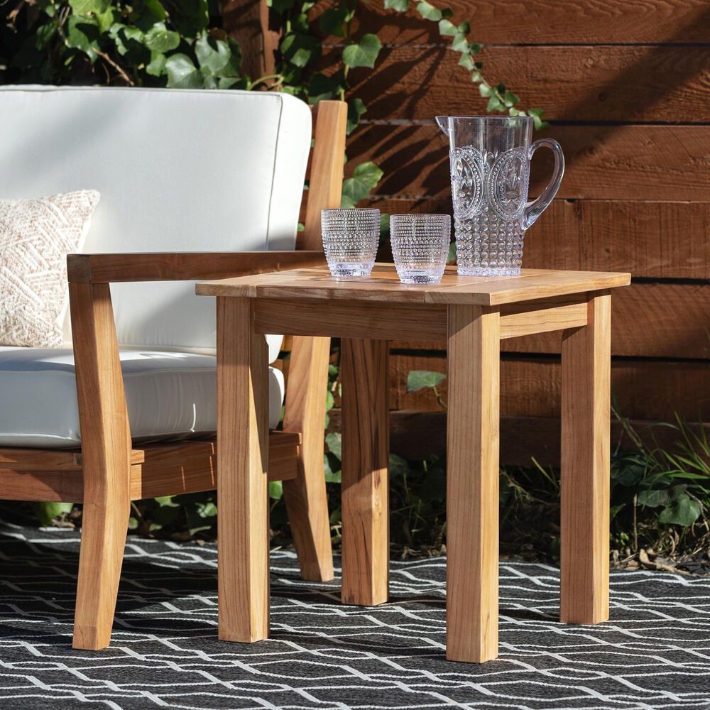 Linon Home Decor Carenen Patio Side Table in Natural, , large