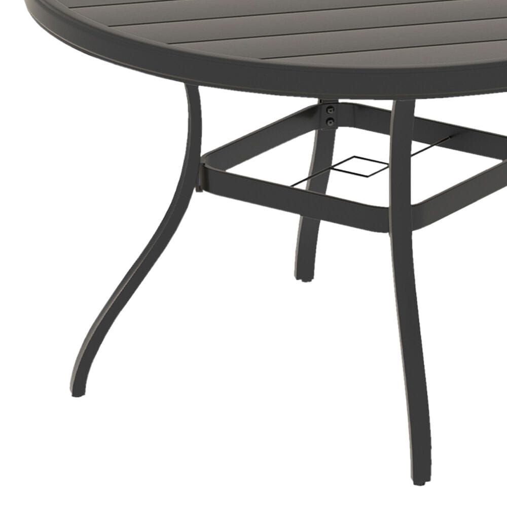 Hearth and Haven Outdoor 53" Round Dining Table with Umbrella Hole in Black - Table Only, , large