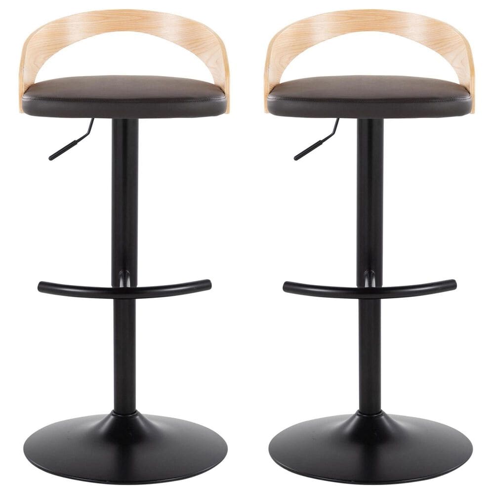 LumiSource Grotto Contemporary Adjustable Barstool with Swivel in Black Metal, , large