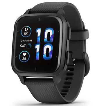 Garmin Venu Sq 2 Music Edition GPS Smartwatch in Slate Aluminum Bezel with Black Case and Silicone Band, , large
