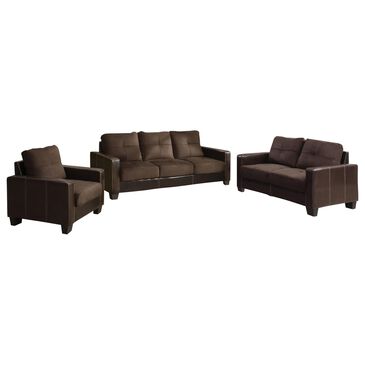 Furniture of America Geiger 3-Piece Living Room Set Set in Chocolate, , large
