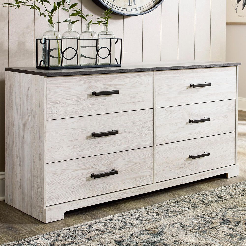 Signature Design by Ashley Shawburn Dresser in White/Dark Charcoal Gray, , large