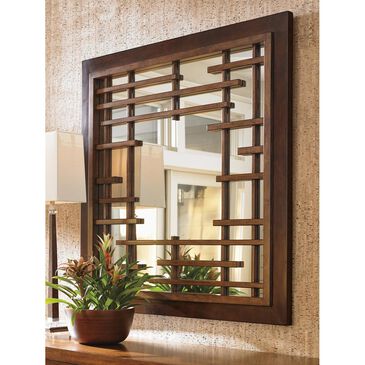 Tommy Bahama Home Island Fusion Mikasa Square Mirror in Dark Walnut, , large