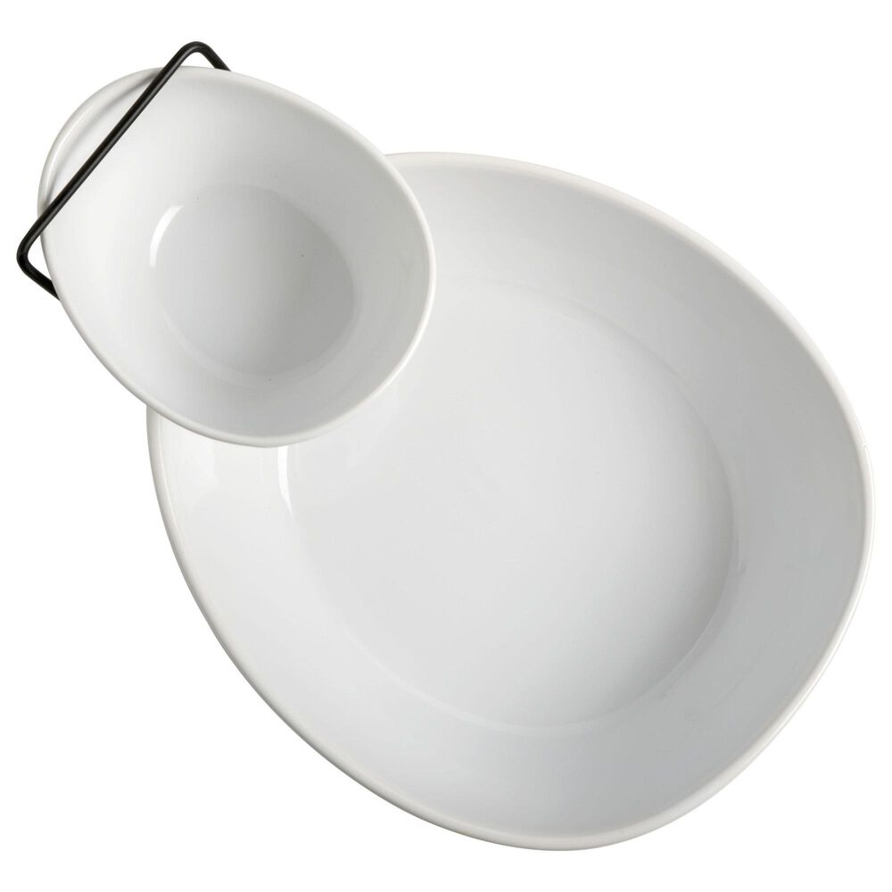 Gibson Home Gracious Dining 2-Tier Chip and Dip Server Set in White, , large