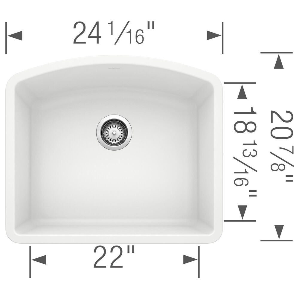 Blanco Diamond 24&quot; Single Bowl Kitchen Sink in White, , large