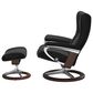 Stressless Wing Large Leather Chair and Ottoman in Paloma Black, , large