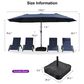 HOMLUX 15" Outdoor Double-Sided Market Umbrella with Base in Navy blue, , large