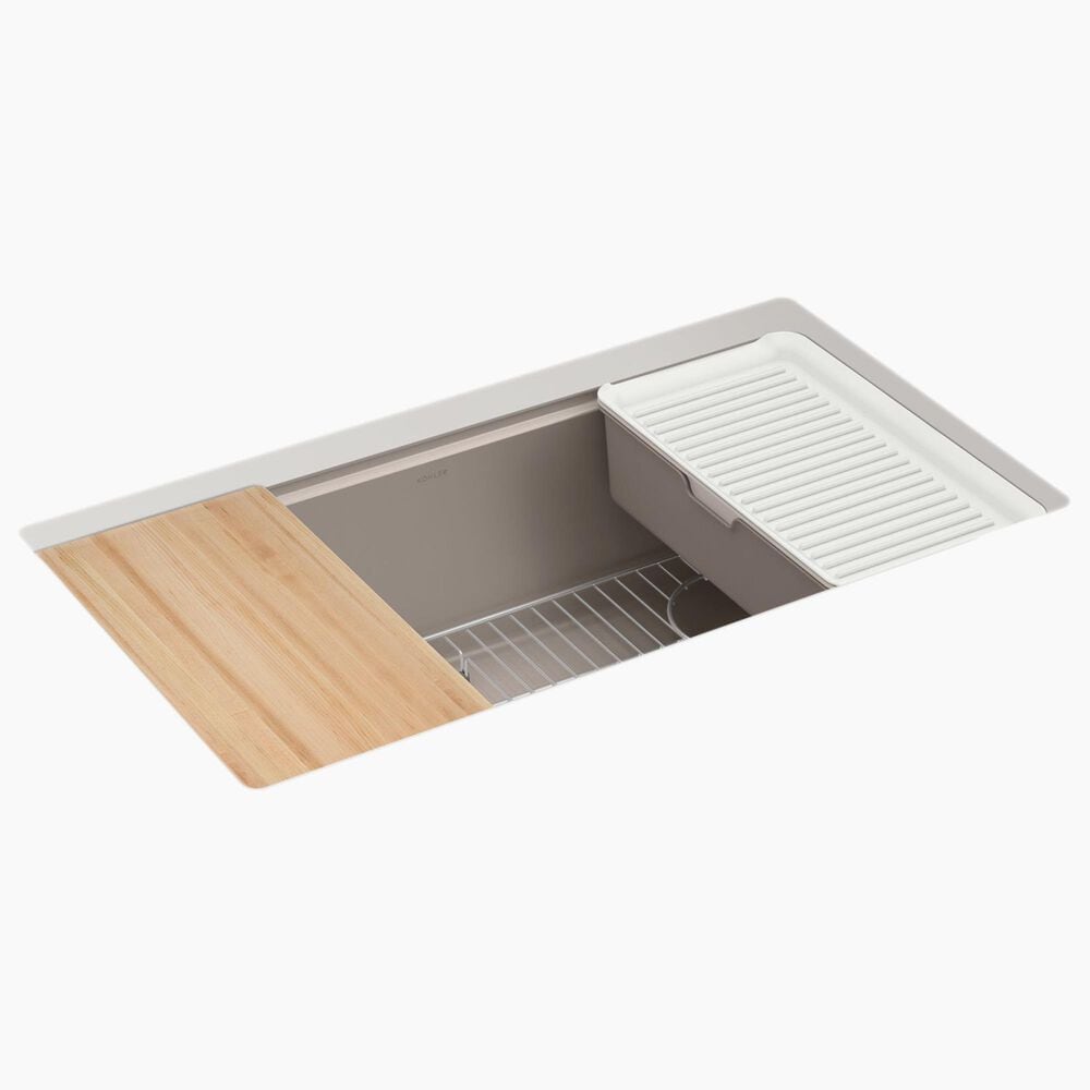 Kohler Billings 32.5" Undermount Single Bowl Workstation Kitchen Sinks in Matte Taupe, , large