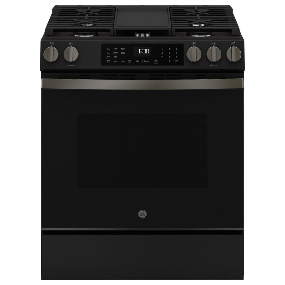 GE Appliances 30" Slide-In Front-Control Convection Gas Range in Fingerprint Resistant Black Slate, , large