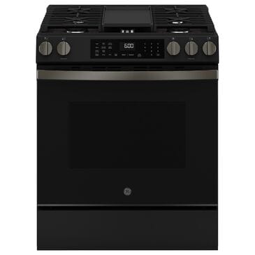 GE Appliances 30" Slide-In Front-Control Convection Gas Range in Fingerprint Resistant Black Slate, , large