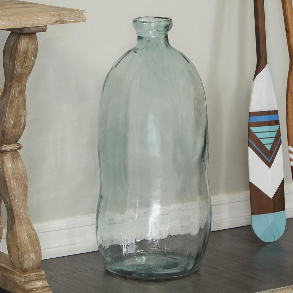 Maple and Jade Spanish Bottle Neck Abstract Decorative Vase in Tinted Light Blue, , large