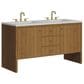 James Martin Hudson 60" Double Bathroom Vanity in Honey Oak with 3 cm Eternal Jasmine Pearl Silestone Top, Rectangular Sinks and FreePower Wireless Charger, , large
