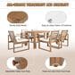 HOMLUX 7-Piece Patio Dining Set with 69" Rectangular Light Teak Table and Umbrella Hole in Beige, , large