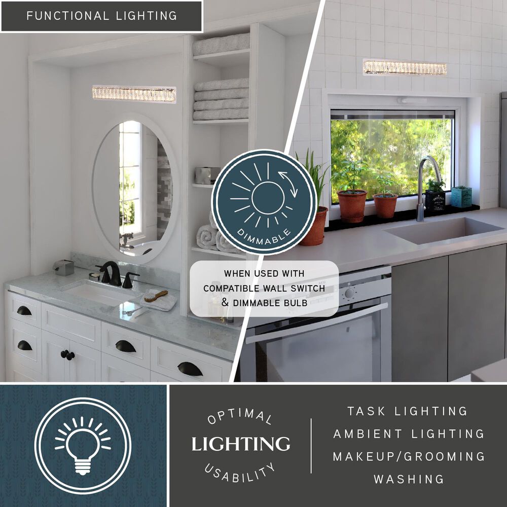 Vaxcel Melrose 1-Light Bathroom Vanity with LED Light in Chrome, , large