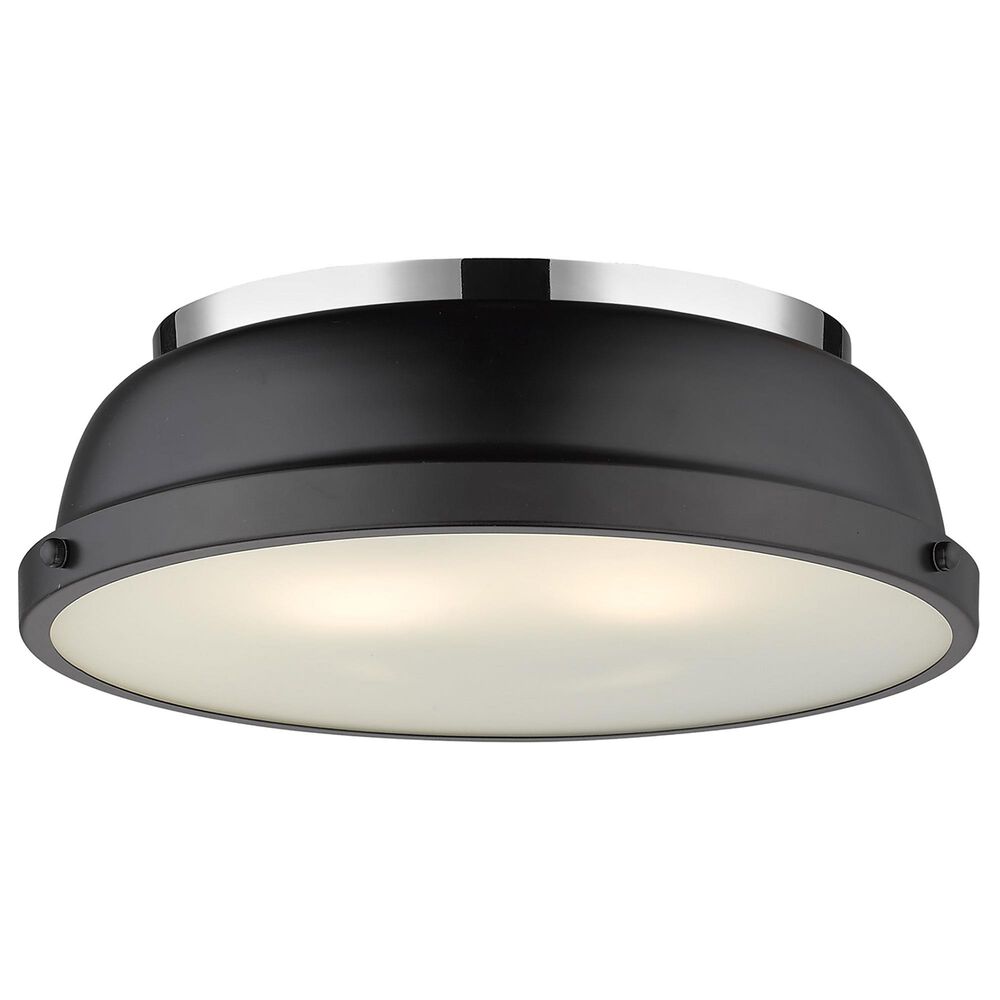 Golden Lighting Duncan 14&quot; Flush Mount in Chrome and Matte Black, , large