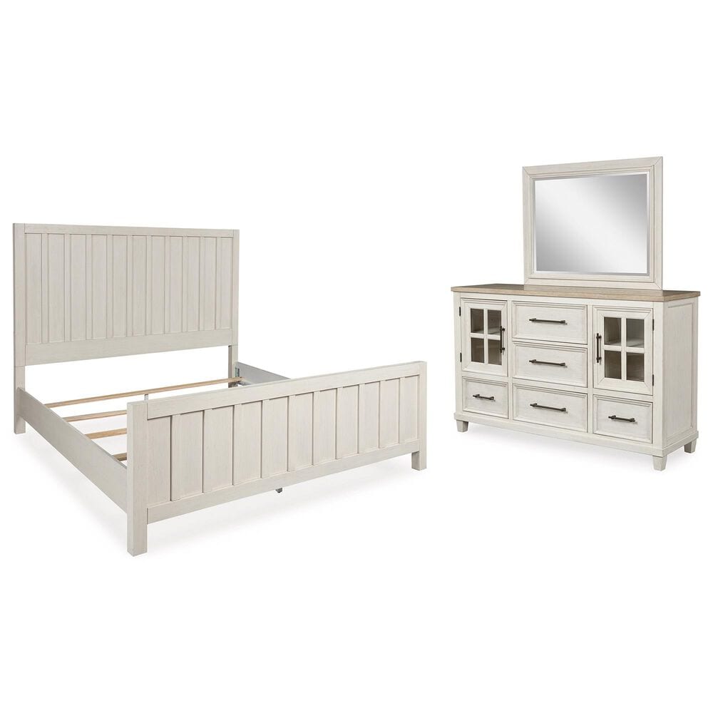 Ashley Shaybrock 3-Piece Queen Bedroom Set in Antique White and Brown, , large