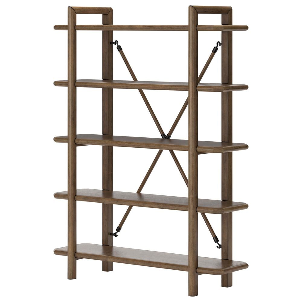 Ashley Roanhowe 2-Piece Desk and Bookcase Set in Brown Oak, , large