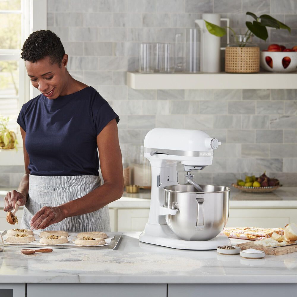 KitchenAid 7 Quart Bowl-Lift Stand Mixer in White and Stainless Steel, , large