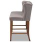 Baxton Studio Alira Bar Stool Bench with Grey Cushion in Walnut, , large
