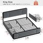 HOMLUX King Upholstered Platform Bed Frame in Gray, , large