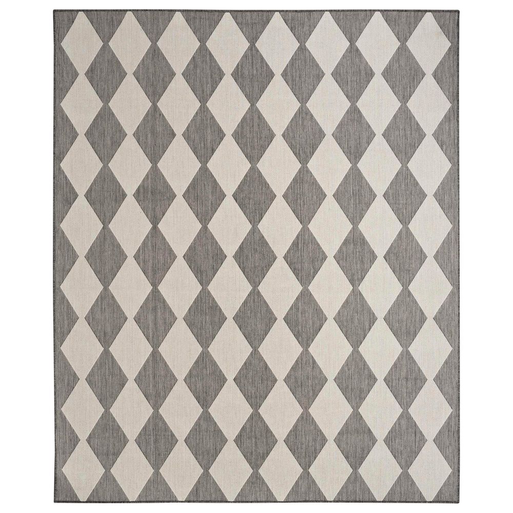 Nourison Positano Geometric Charcoal 8&#39; x 10&#39; Indoor/Outdoor Area Rug, , large