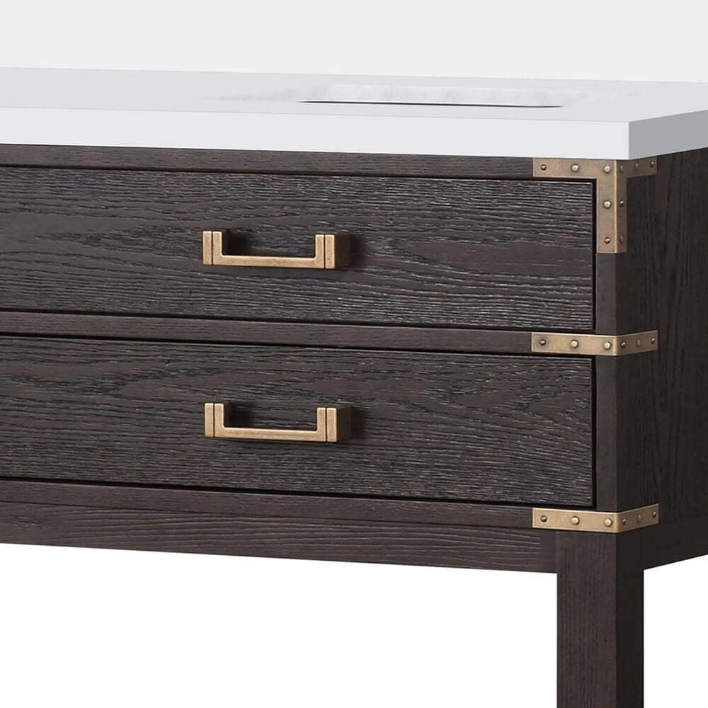 Lexora Home Norwalk 72&quot; Double Bathroom Vanity in Brown Oak with White Quartz Top and Rectangular Sinks, , large