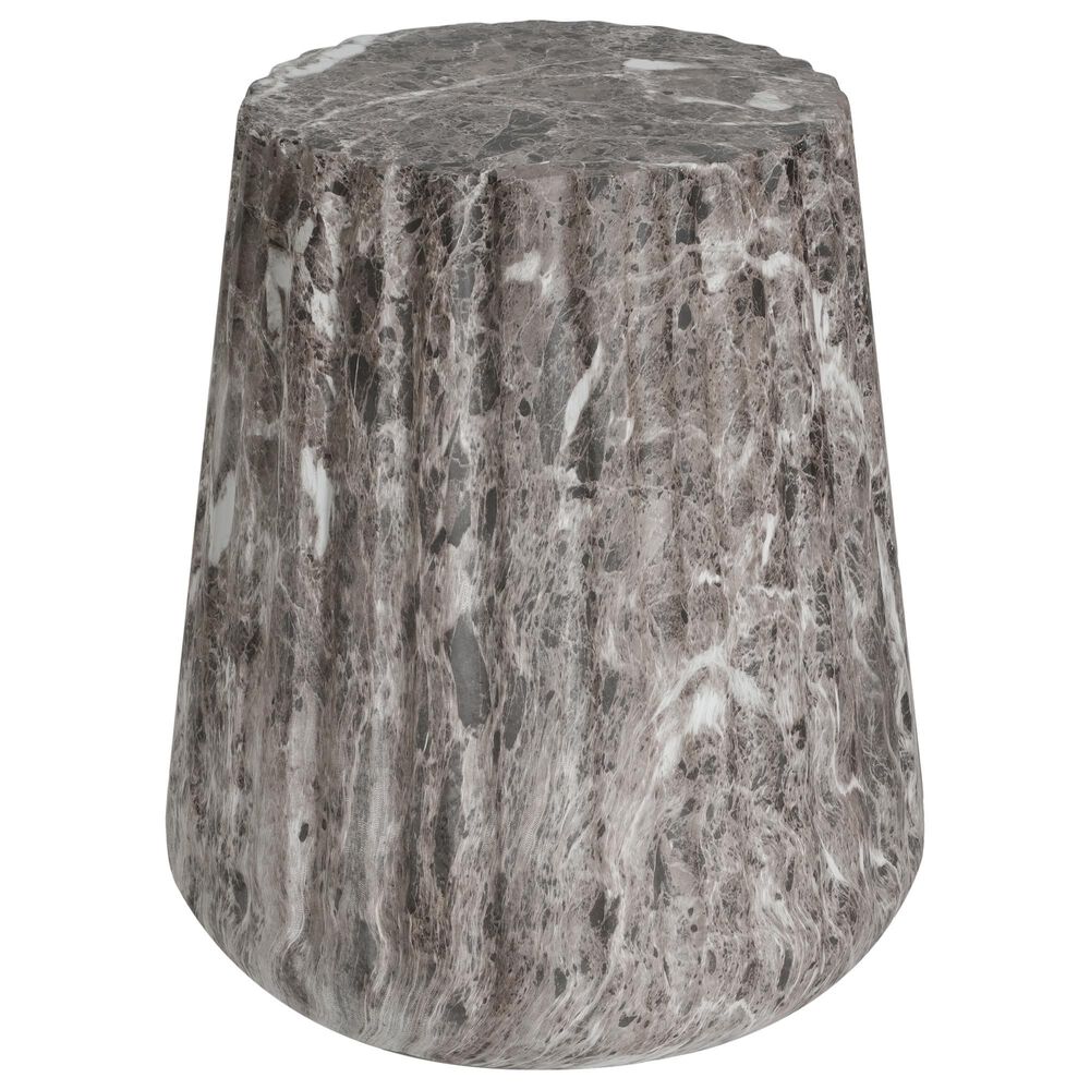 Hearth and Haven Outdoor Carved Side Table with Faux Natural Stone Texture in Brown, , large