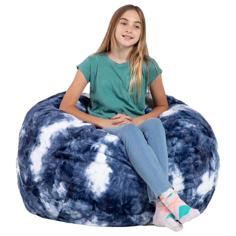 Jaxx Saxx 3&#39; Bean Bag Chair in Blue and White Print, , large
