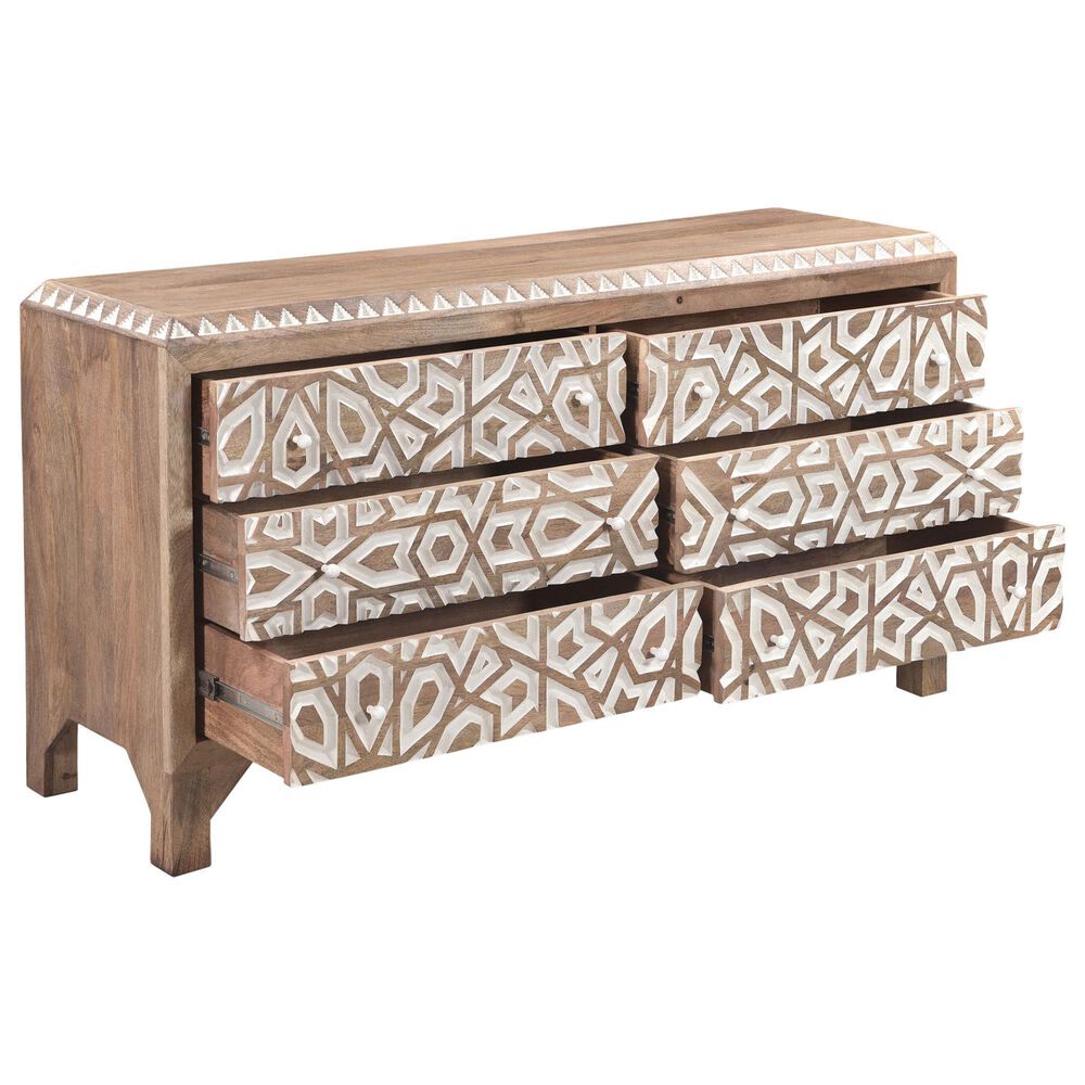 Home Trends &amp; Design Tangiers 6-Drawer Dresser in Natural Oak and White, , large