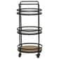 Maple and Jade 3-Shelf Bar Cart with Handle in Matte Black, Natural Brown and Clear, , large