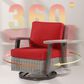 Sunwell Garden Patio Outdoor Swivel Chair with Light Gray Wicker in Red, , large