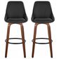 LumiSource Diana 30" Swivel Barstool with Black Faux Leather Upholstery in Walnut and Black (Set of 2), , large
