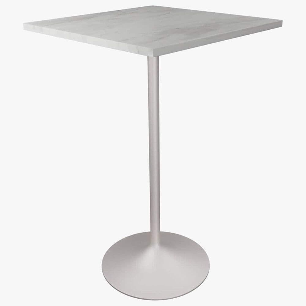 Leisuremod LeisureMod Verve Collection Modern Bar Height Table White Base with 27 Square Marbleized White Laminated  Top, , large