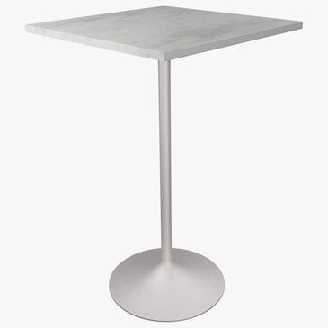 Leisuremod LeisureMod Verve Collection Modern Bar Height Table White Base with 27 Square Marbleized White Laminated  Top, , large
