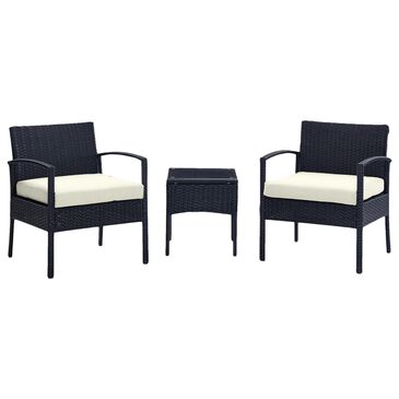 Dayton Noli 3-Piece Patio Conversation Set with Cream Cushion in Black, , large