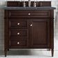 James Martin Vanities Brittany 36" Single Bathroom Vanity in Burnished Mahogany with 3 cm Parisien Bleu Quartz Top and Rectangular Sink, , large