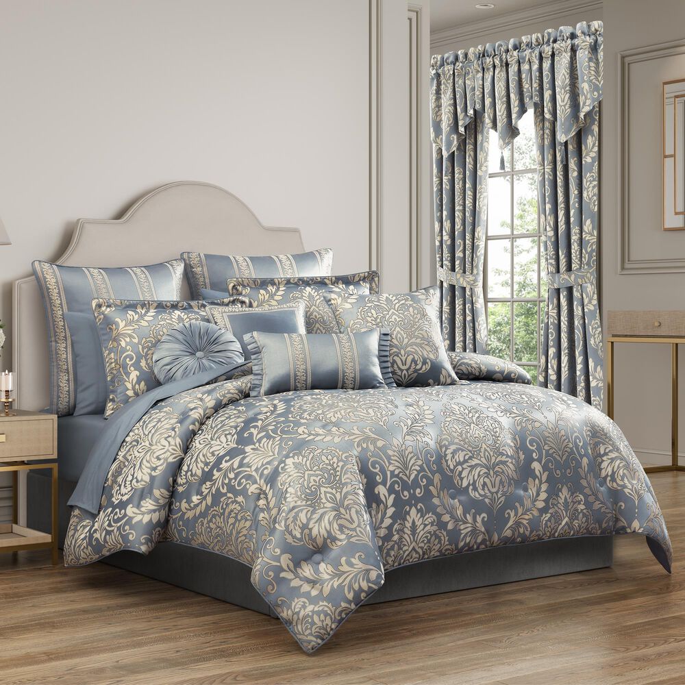 J. Queen New York Lorenzo 26&quot; Square Euro Pillow Sham in Blue and Cream, , large