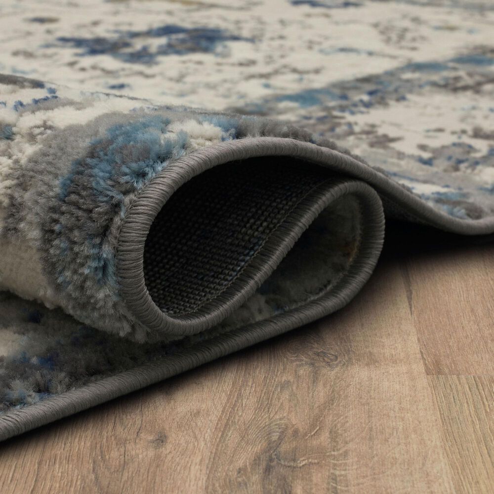 Karastan Cleo Evesham 5&#39;3&quot; x 8&#39; Grey and Dark Blue Area Rug, , large
