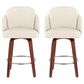 LumiSource Dahlia Swivel Counter Stool with Cream Faux Leather Upholstery in Walnut and Chrome (Set of 2), , large