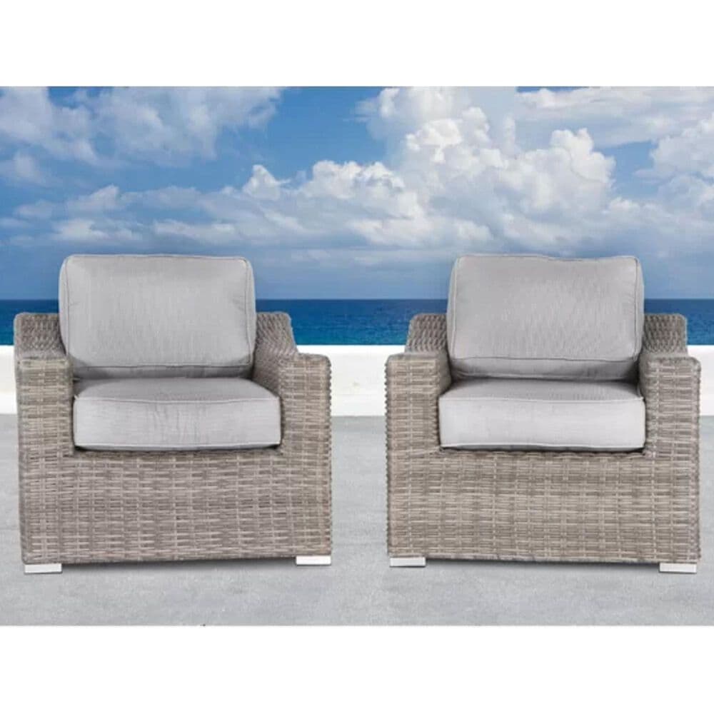 Hearth and Haven Outdoor Wicker Armchair with Curved Armrests in Gray (Set of 2), , large