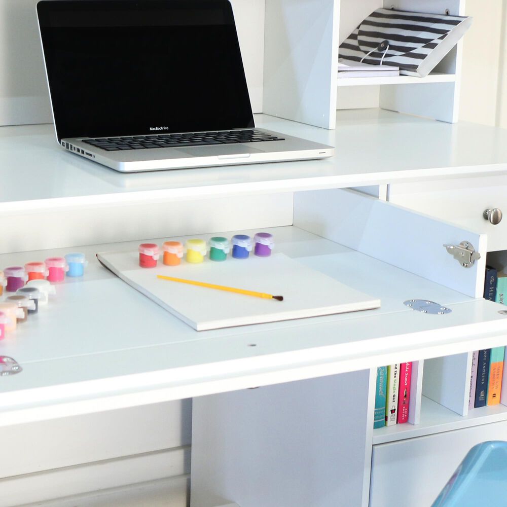 Walker Edison Clara Deluxe Desk in White, , large
