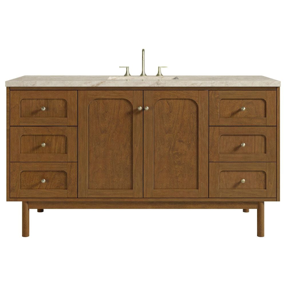 James Martin Laurent 60" Single Bathroom Vanity in Honey Oak with 3 cm Tajnar Eclos Top, Rectangular Sink and FreePower Wireless Charger, , large