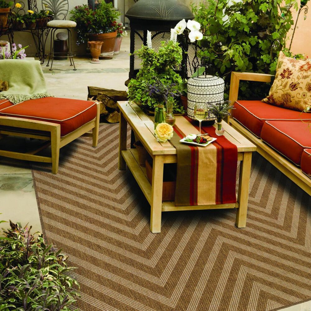 Oriental Weavers Karavia 1330X 7&#39;10&quot; x 10&#39;10&quot; Tan Outdoor Rug, , large