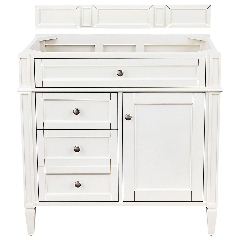 James Martin Vanities Brittany 36&quot; Single Bathroom Vanity in Bright White with 3 cm Arctic Fall Solid Surface Top and Rectangle Sink, , large